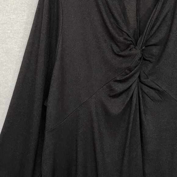 Lane Bryant Knot Front‎ Blouse Top Women 34/36 Black Long Sleeve U35 - Picture 7 of 14